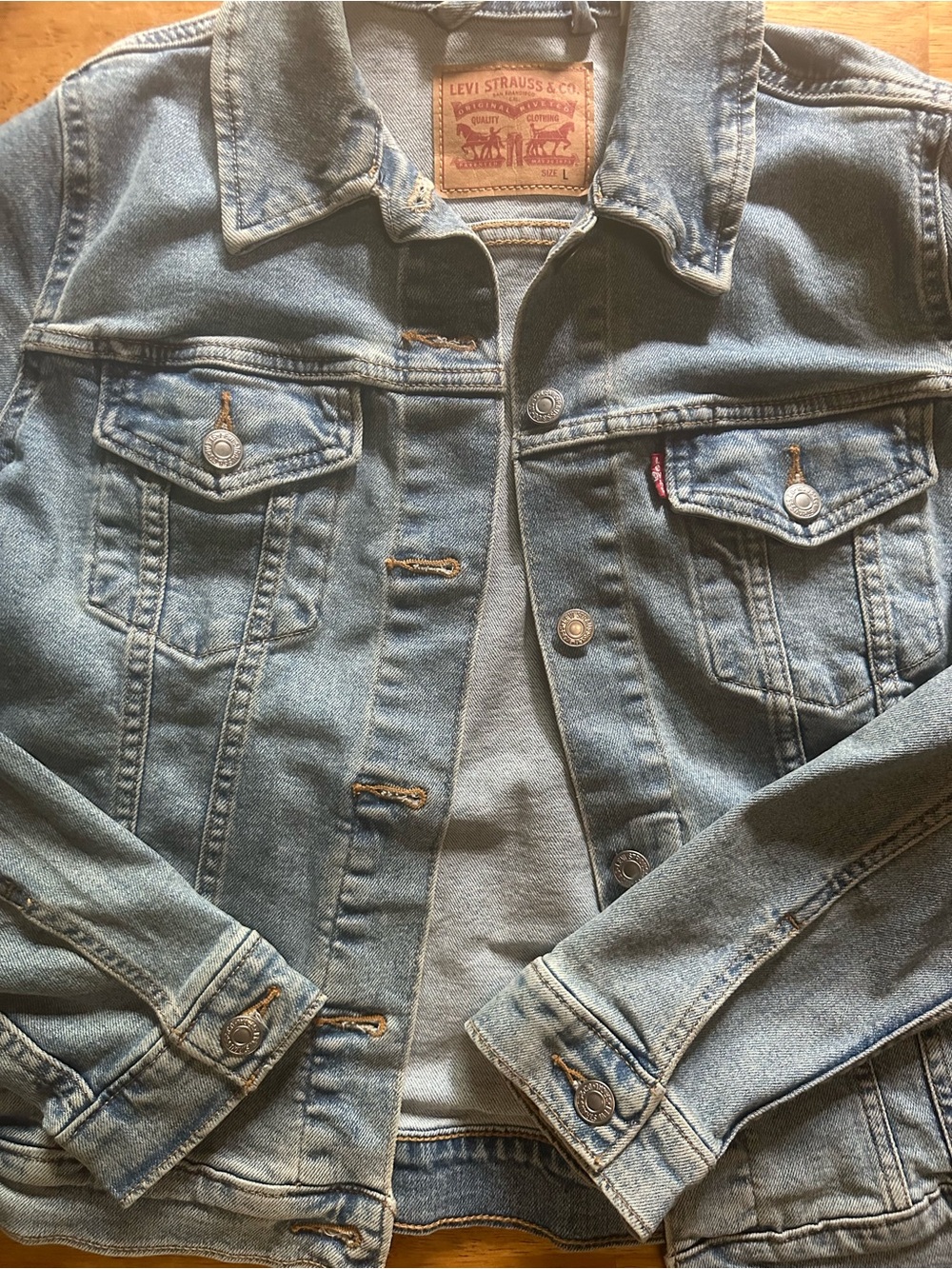 Levi's Faded Light Blue Denim Jacket with Chest Pockets